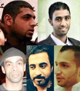 Five of Bahrain's death row inmates, clockwise from top left: Mohamed Ramadan, Abbas al-Samea, Maher al-Khabbaz, Hussain Moosa, Sami Mushaima